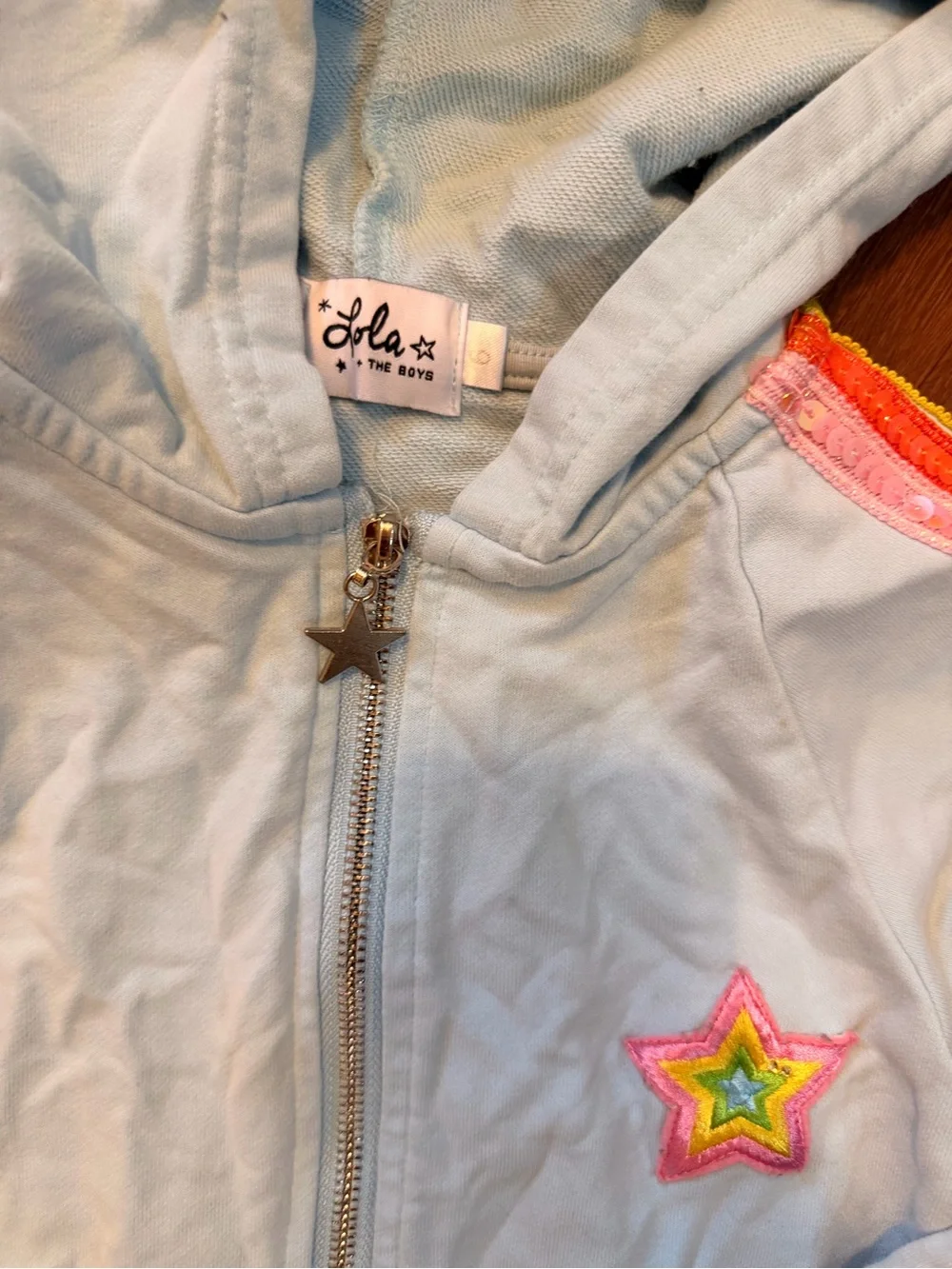 Lola + The Boys Girls Rainbow Sequin Star Tracksuit Set Hoodie & Joggers